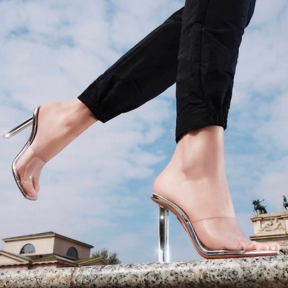 AQUAZZURA - Mirror Mule PVC - New with Box - Silver - 38US - Perfect condition